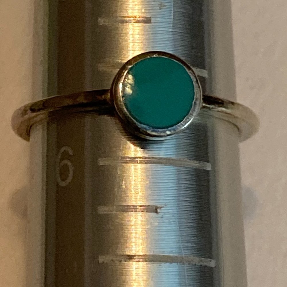 Stackable turquoise gem in sterling silver bezel setting ring